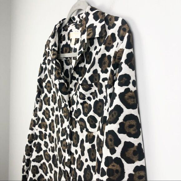 MICHAEL KORS | Animal Print Leopard Button Down Shirt Medium - Picture 3 of 8